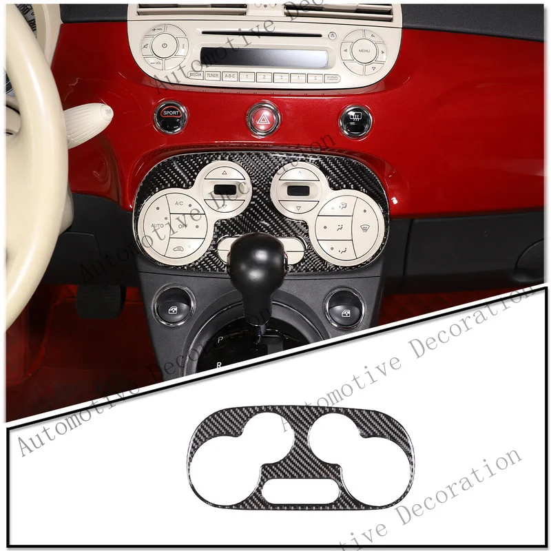 Z+ 4Pcs Real Carbon Center Console Gear shift Trim Cover Set For Fiat 500 2011-2019