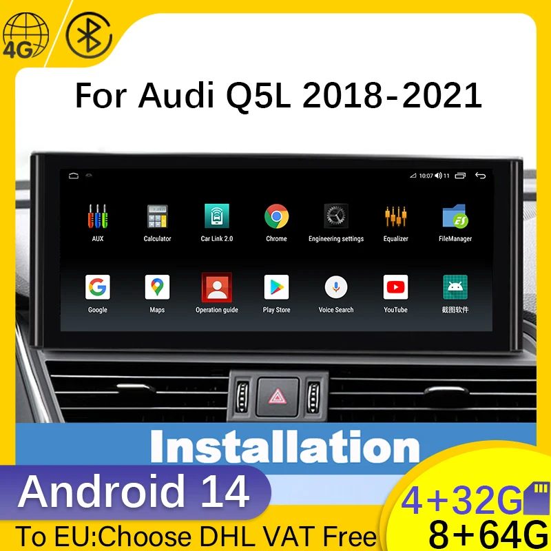 

10.25" 12.5" Android 14 Car Multimedia Video Player Touch Stereo Screen GPS Navigation For Audi Q5 2018-2021 Wireless Carplay