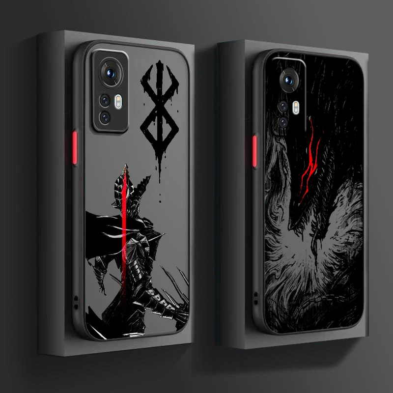 Hot Blood Anime Berserk Guts Frosted Translucent For Xiaomi Mi 13 12 12T 11T 11 11i 10T 10 9T Pro Lite Ultra 5G Matte