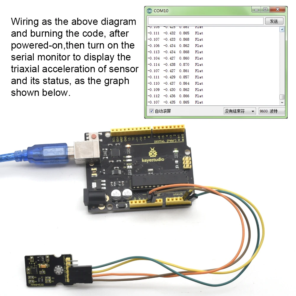 Keyestudio MMA8452Q Module Sensor Triaxial Digital Acceleration Tilt Sensor for Arduino  DIY Projects