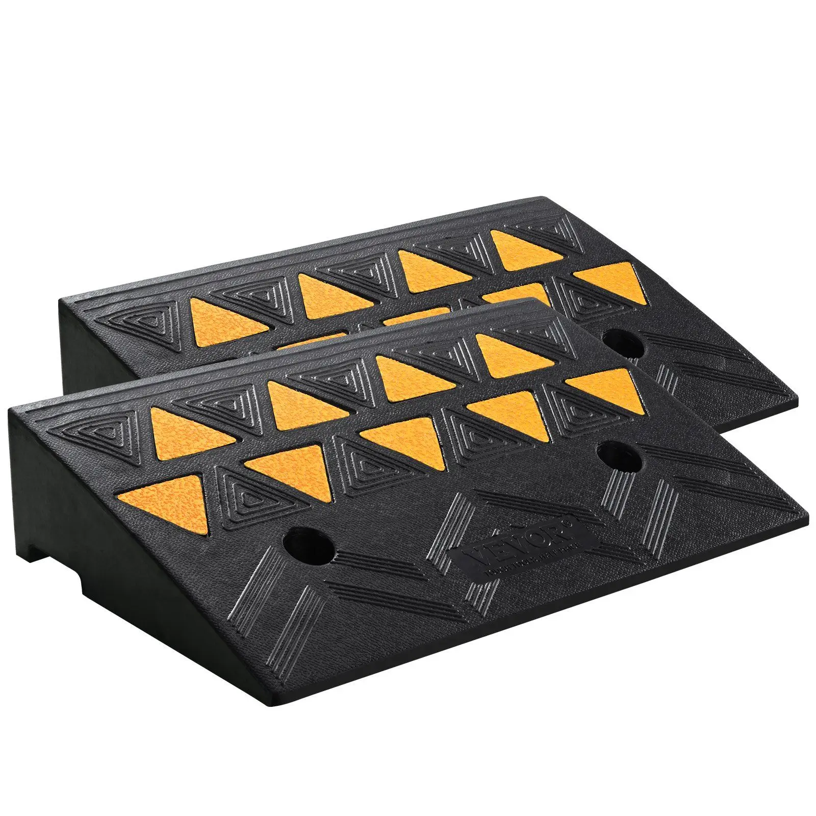 

Rubber Curb Ramp 2-Pack 4.3in Rise 33069lb Capacity, High-Visibility Strips & Stable Grid for Wheelchairs and Cars