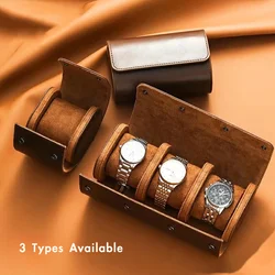 Watch Bag 1/2/3 Slots Luxury Genuine Ortable Vintage Leather Roll Pouch Watch Storage Box Travel Watch Case Gift