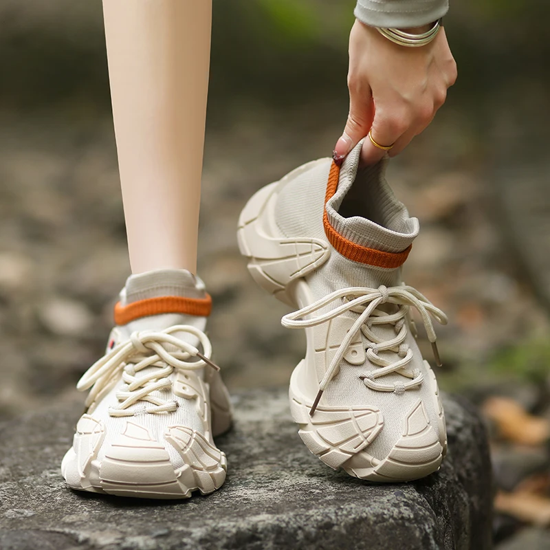 New Spring Summer Women's Mesh Sports Shoes Breathable Casual Chunky Sneakers Slip-On Lightweight Running Shoes