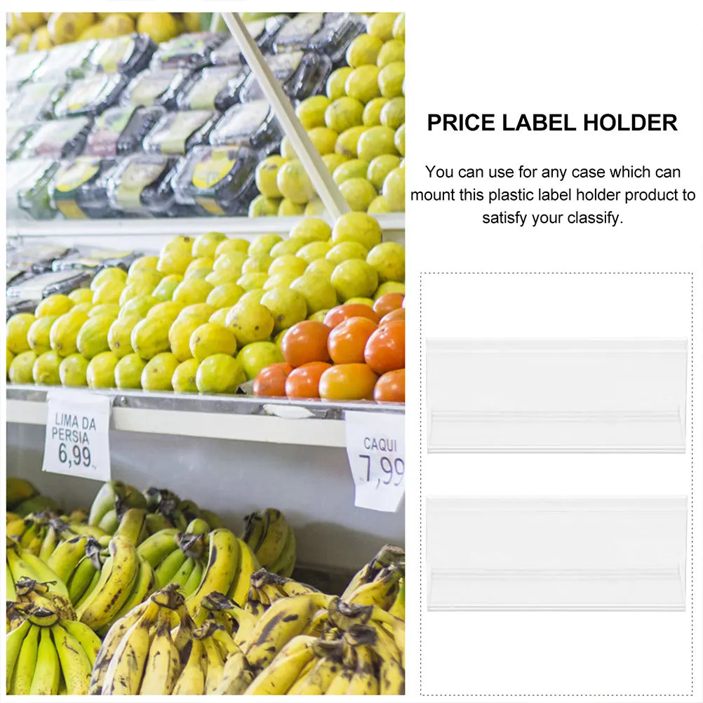 

10Pcs Price Tag Holder Wear-Resistant PVC Pet Shelf Label Holder for Supermarket Merchandise Price Display Stable Sign Stand