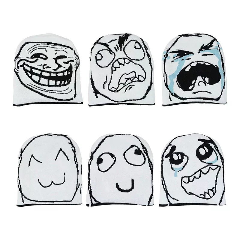 نمط الموضة مضحك الجاكار محايد الهيب هوب الدافئة محبوك قبعة Harajuku ريترو شخصية الموضة تنوعا الحياكة بيني