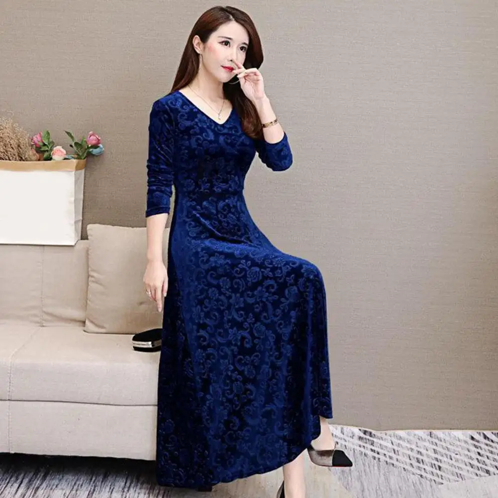 Elegant Ladies Dress Women Dress Elegant Floral Print Women's Long Sleeve Dress for Casual Party Wear in Autumn Winter