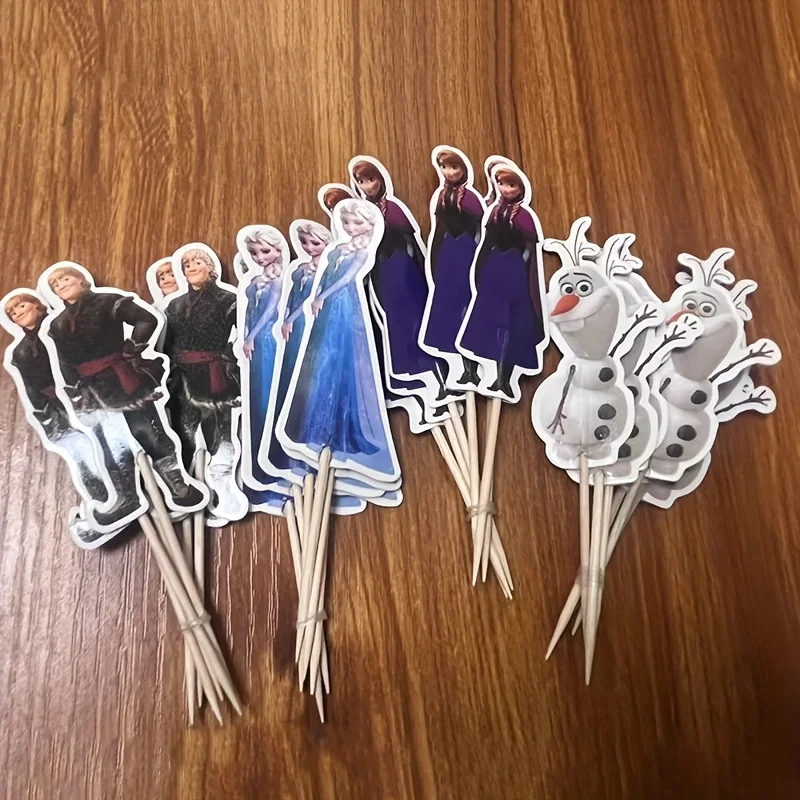 24/48 قطعة من أغطية الكيك المجمدة أولاف إلسا وآنا لتزيين كعكة المجمدة لتزيين حفلات أعياد الميلاد المجمدة