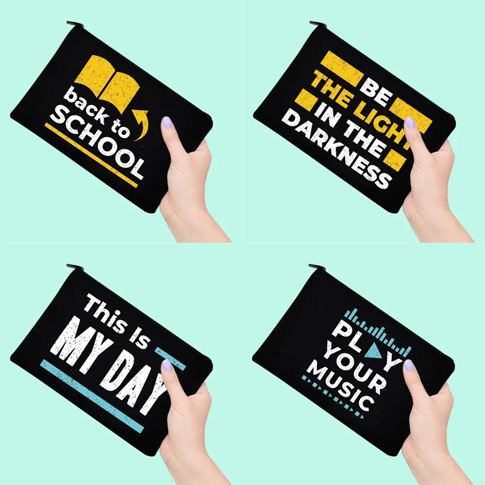 New Cosmetic Bag Ladies Travel Toiletries Portable English Printing Wallet Party Mobile Phone Cosmetics Sundries Storage Bags