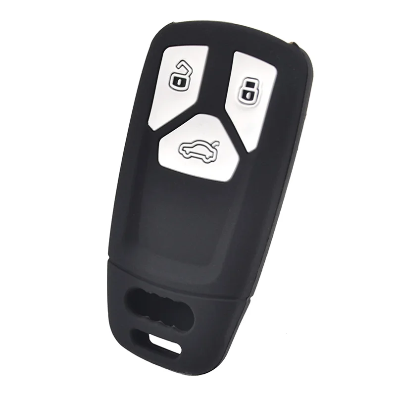 AX For Audi A4 allroad B9 Q5 Q7 TT TTS 2016 - 2018 Silicone Key Case Cover Keyless Fob Shell Skin Keyring Chain Holder Protector