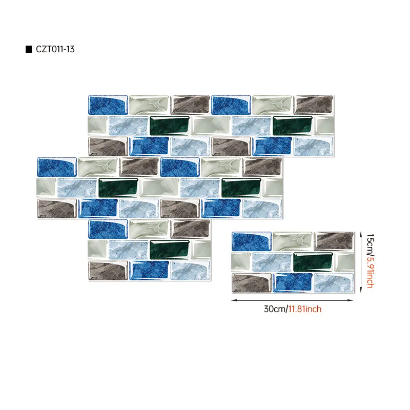30x15cm Retro Marble Adhesive Backsplash (6Pcs), Waterproof Oil-Resistant Film for Stove Countertop - DIY Home Renovation