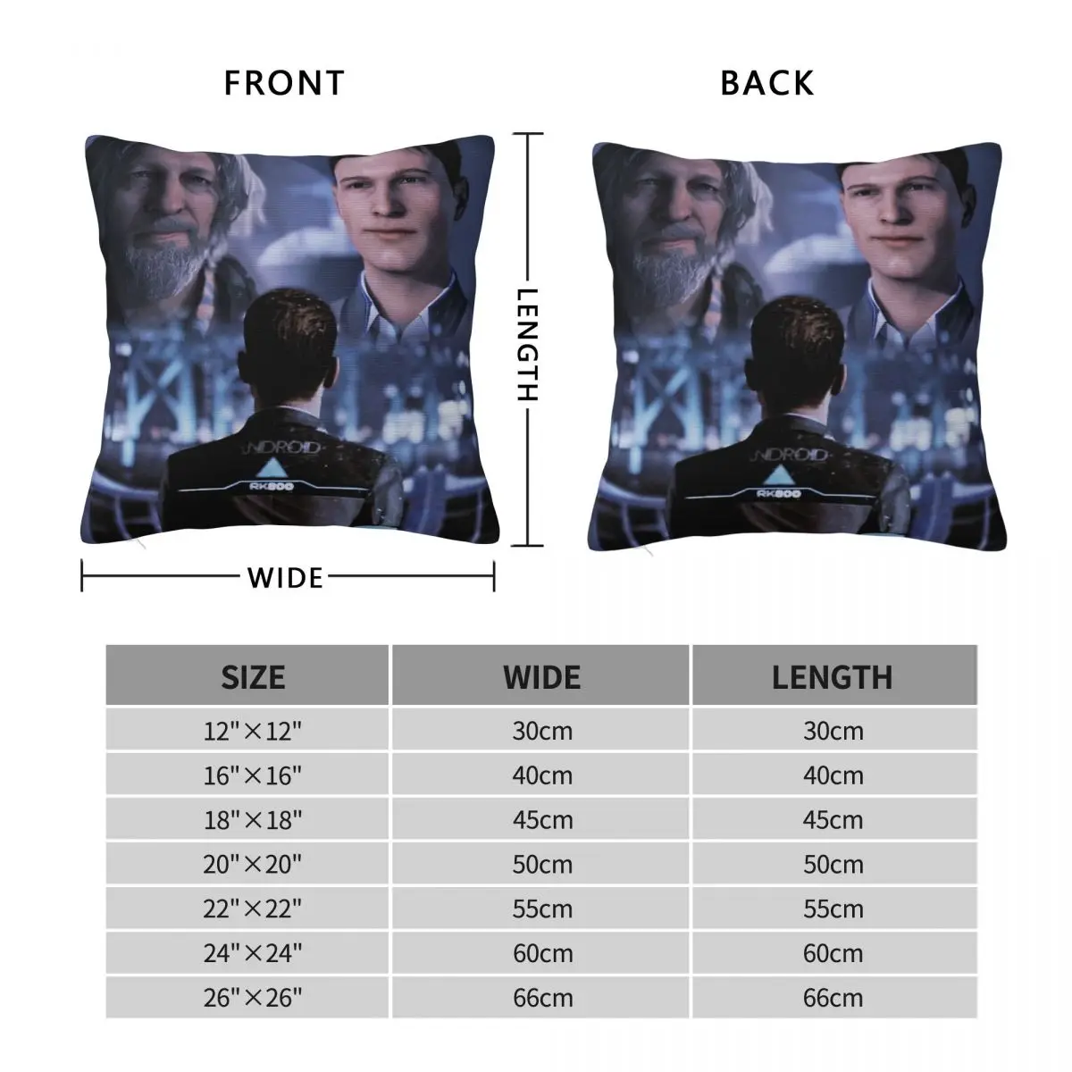 Detroit Become Human Square Pillowcase Polyester Linen Velvet Creative Zip Decorative Pillow Case Sofa Cushion Cover 18