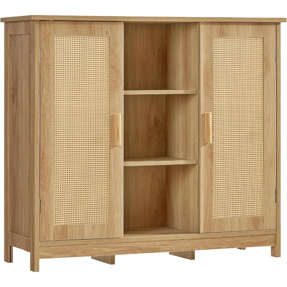 

Rattan Storage Cabinet with Adjustable Shelves, Coffee Bar, Sideboard Buffet for Kitchen, Living Room, and Entryway