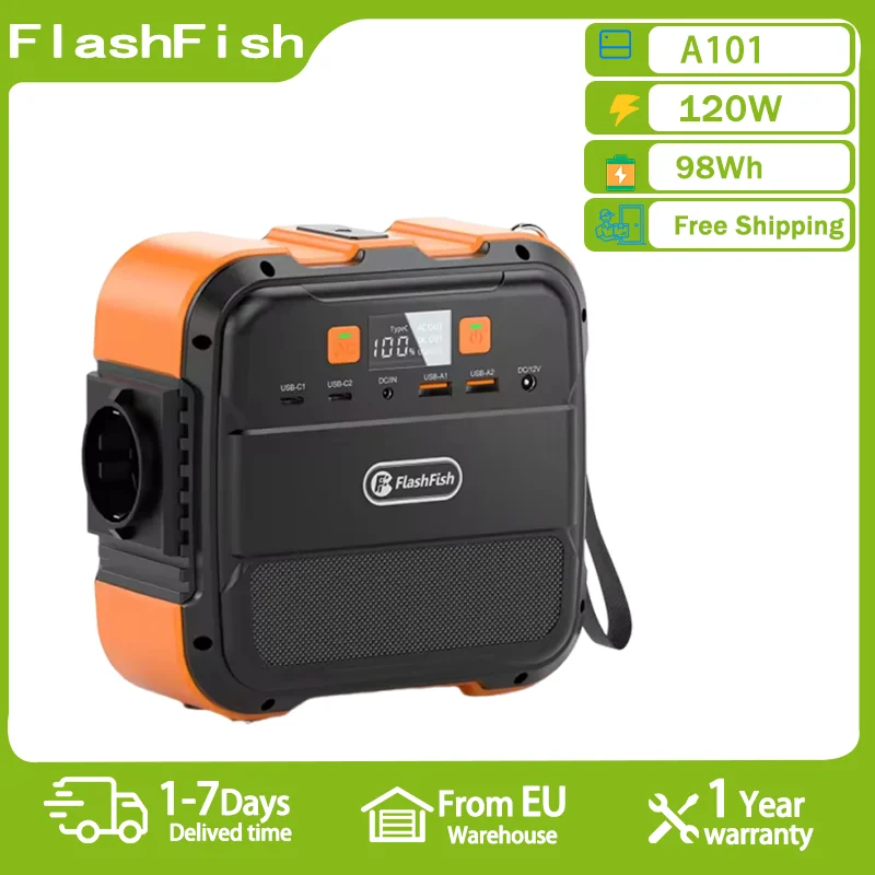 Flashfish A101 Mini Portable Power Station 120W Solar Generator 98Wh Lithium Battery Home Backup Outdoor Camping Mobile power