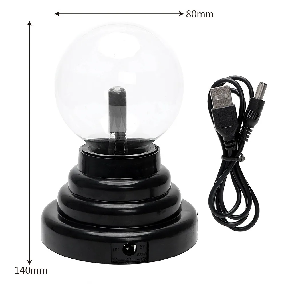 Luz iônica estática mágica, bola relâmpago, luz noturna, atmosfera, USB, 3"