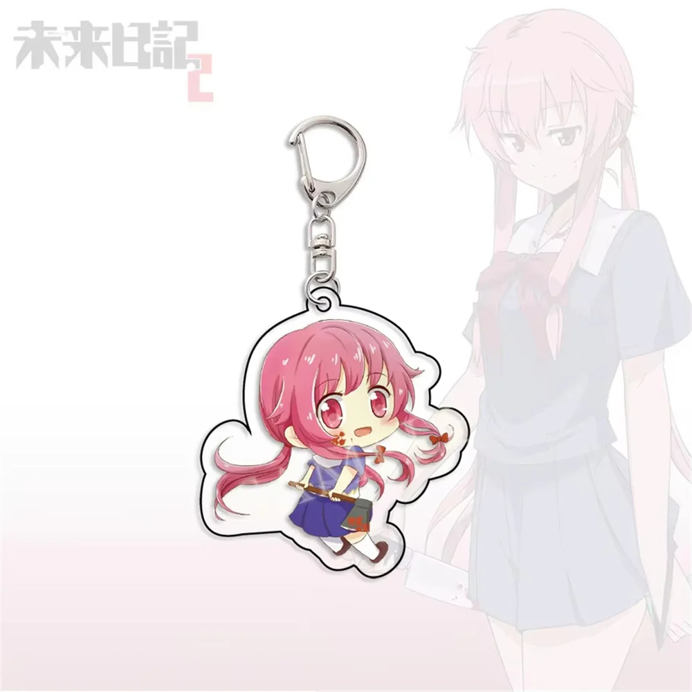 6CM Anime Future Diary Acrylic Keychain Stand Model Ornament Accessories Goods Christmas Gifts
