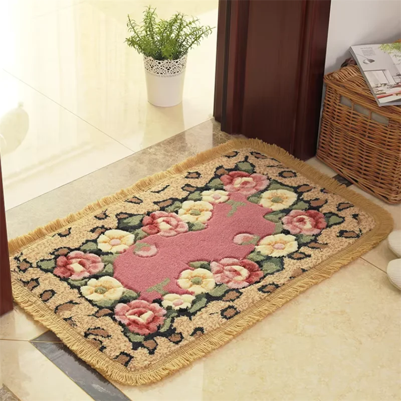 Rural Style Floor Mat Thickened Entrance Door Mat Bathroom Absorbent Foot Pad Bedroom Rectangular Carpet Multiple Sizes