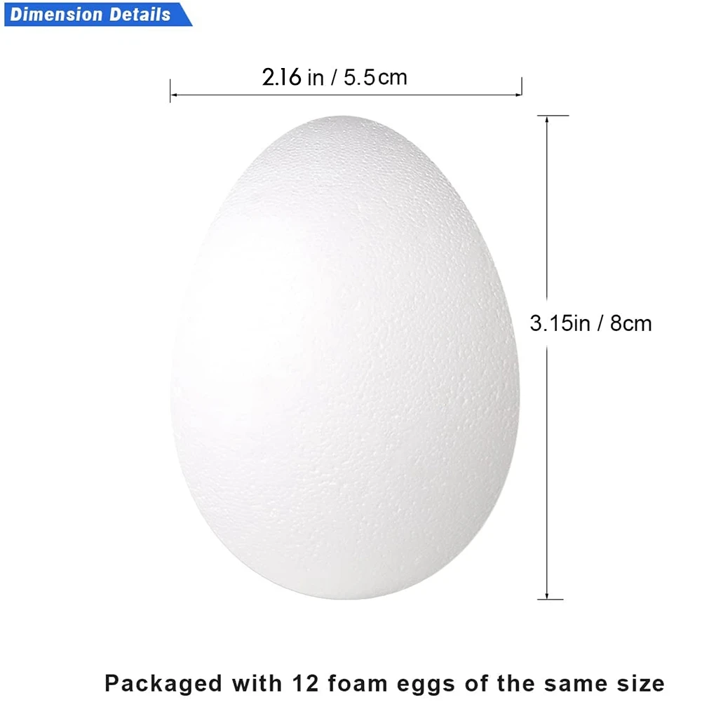 12 Pack 3 Inch Easter Foam Egg White Egg Craft Egg Foam Natural Polystyrene Egg Foam Handmade Egg Ball