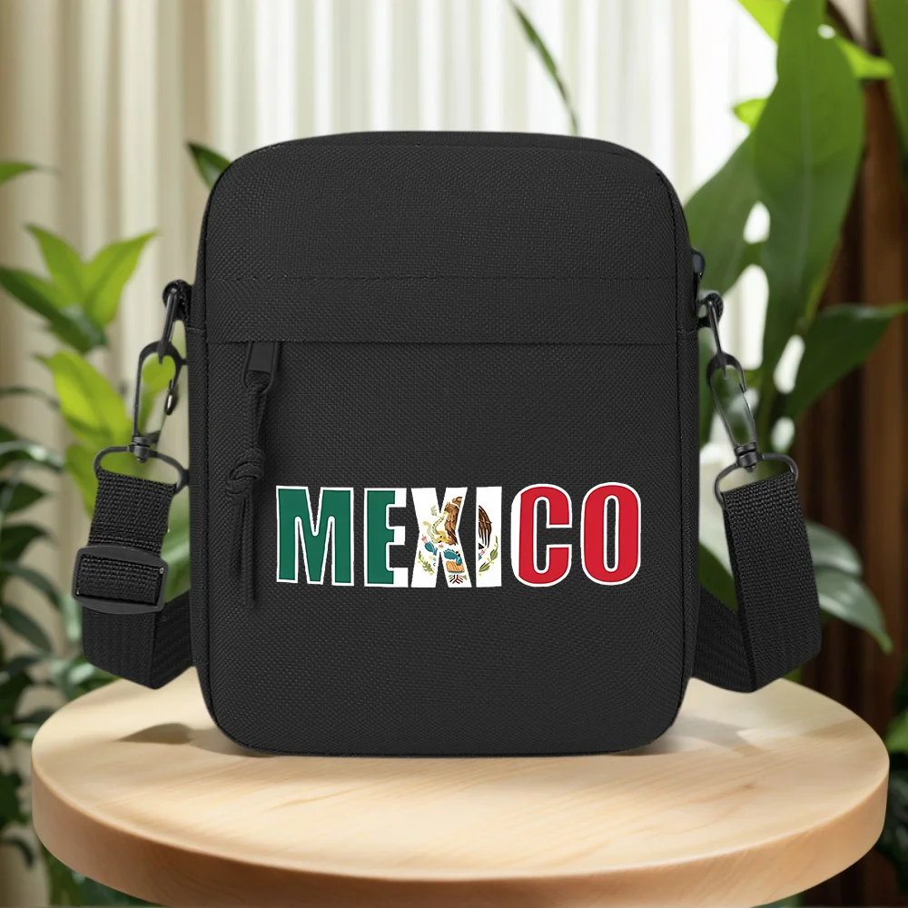 Letters Mexico Eagle Cactus Flag Symbol Men Crossbody Bag Single Shoulder Women Cartoon Anime Film Printing Design Unisex