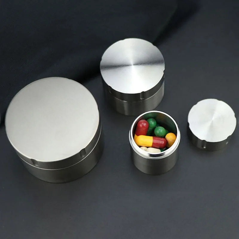 Titanium Alloy Seal Bottle Box Pill Case Waterproof Moisture-proof Medicine Storage EDC Canister  Big Capacity Storage Tank