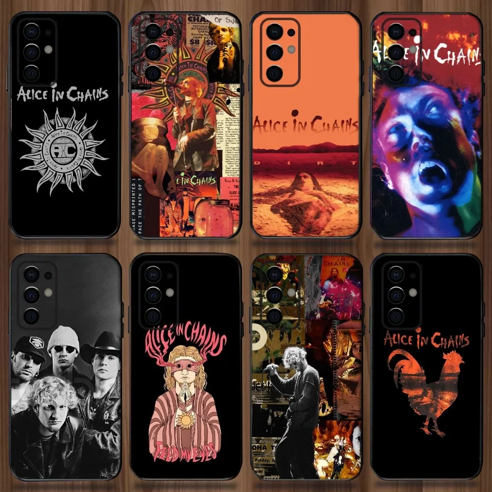 

Band A-Alice In C-Chains Phone Case For Samsung Galaxy A13,A21s,A22,A31,A32,A52,A53,A71,A80,A91 Soft Black Cover