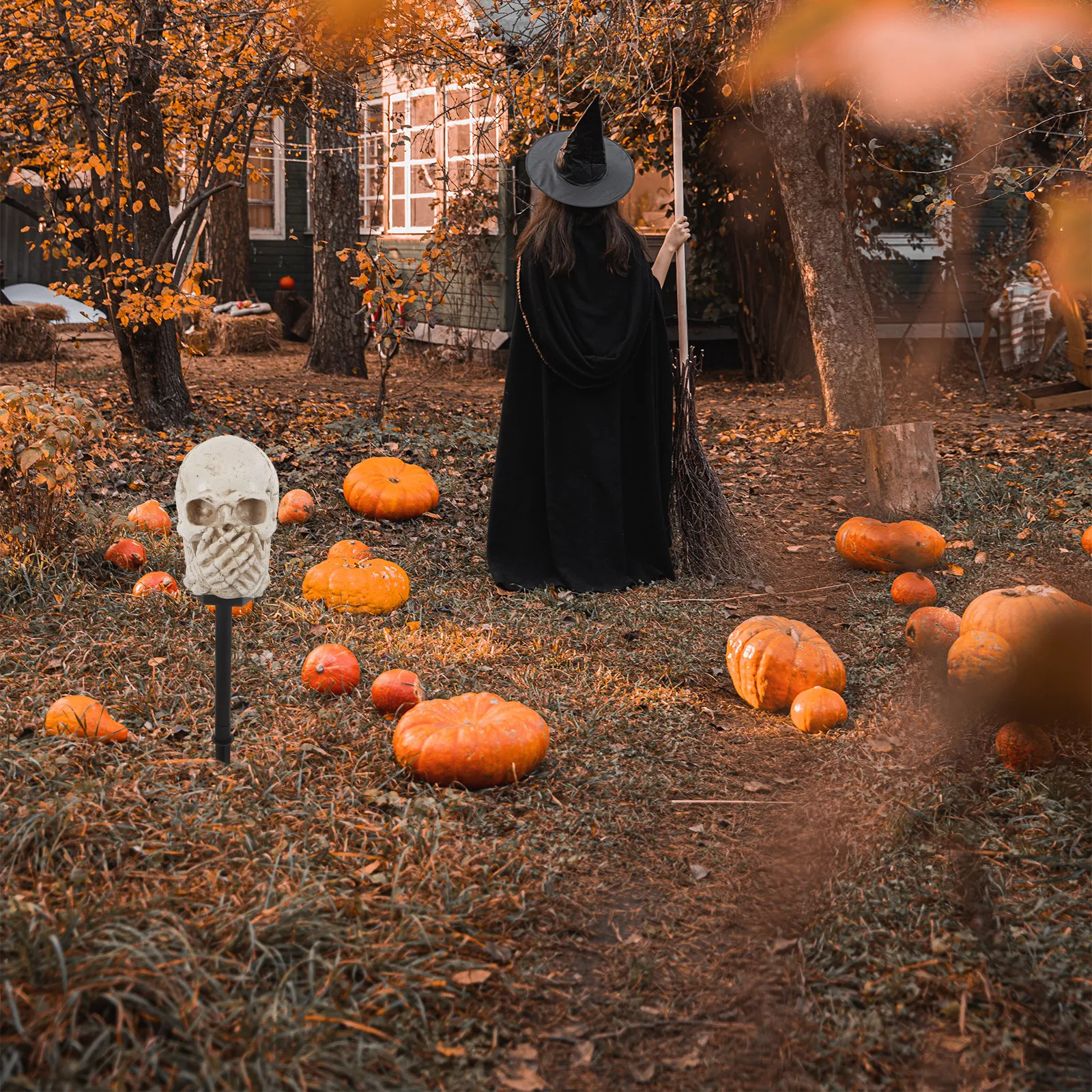 Skull Lamp Halloween Outdoors Skulls Decor Solar Garden Light Lights Decorations