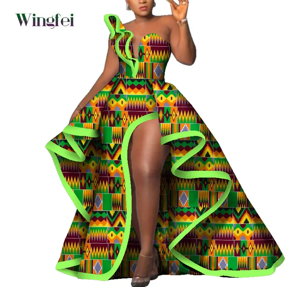 Dashiki Party Kleider Mode Robe Africaine Ankara Floral Print Maxi Lange Trägerlose Kleider Afrikanische Kleider für Frauen WY6981