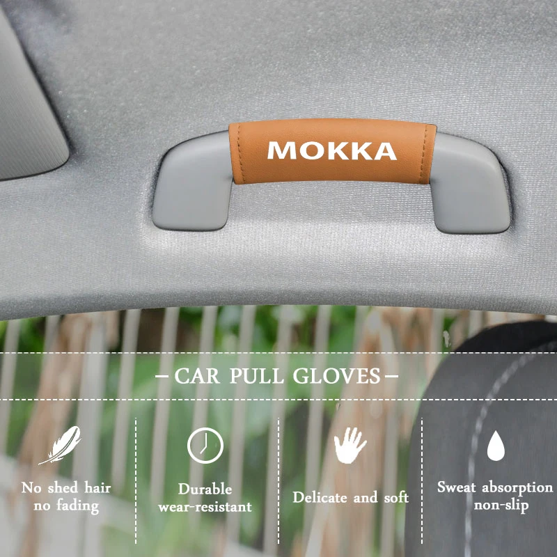 Car Grab Handle Cover Roof Armrest Inner Door Pull Nappa Protection For Opel Mokka 2023 2016 e x 2015 2017 Accessories