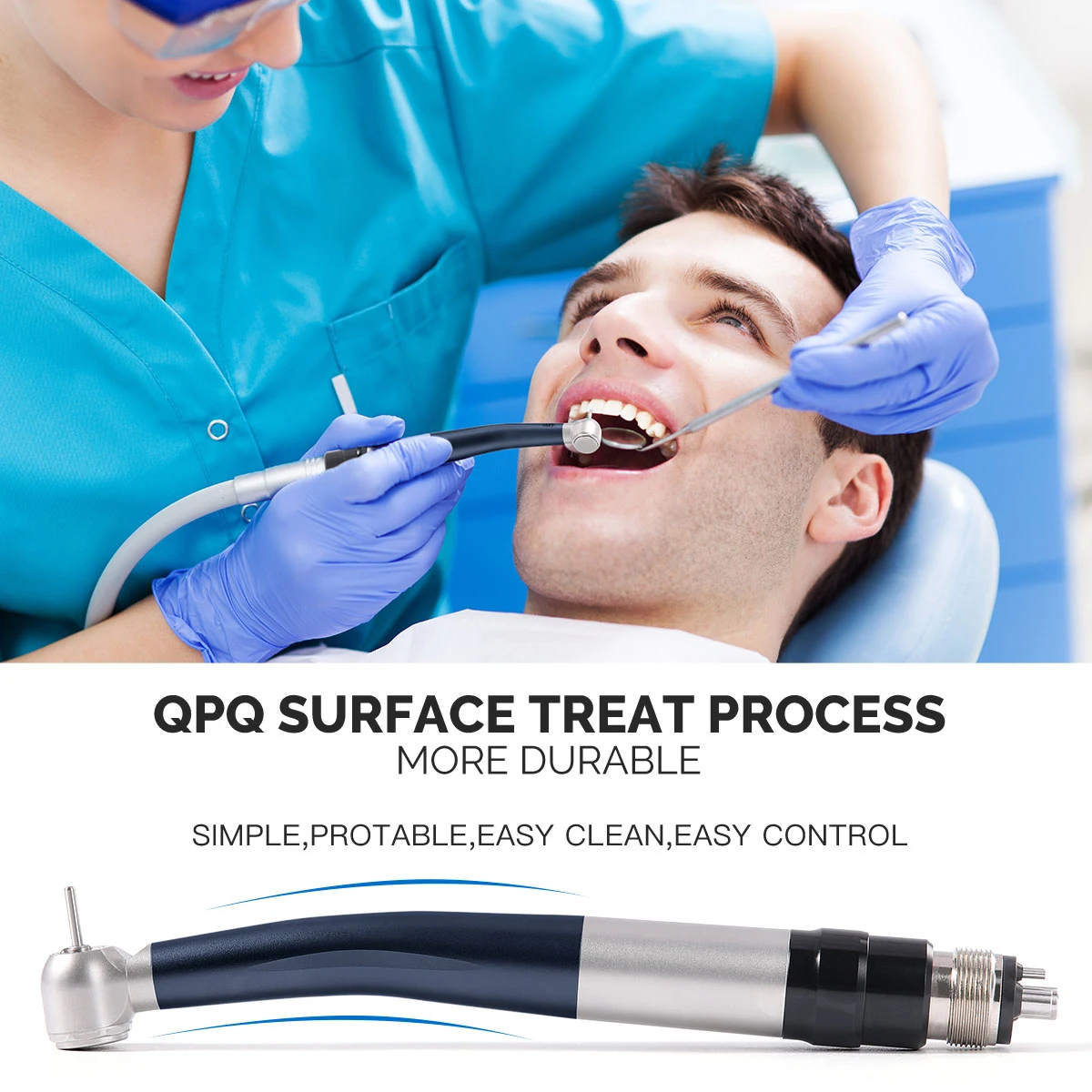 Azdent Dental LED Hochgeschwindigkeits-Handstück mit E-Generator und Schnellkupplung, Zahnmedizinprodukte, Hochrotierender Dental-LED-Stift – Detail 5