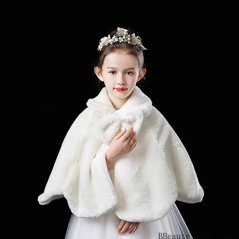 

Утолщенное плюшевое болеро для девочек с цветочным узором, накидка принцессы с воротником с лацканами и плечами, милое свадебное