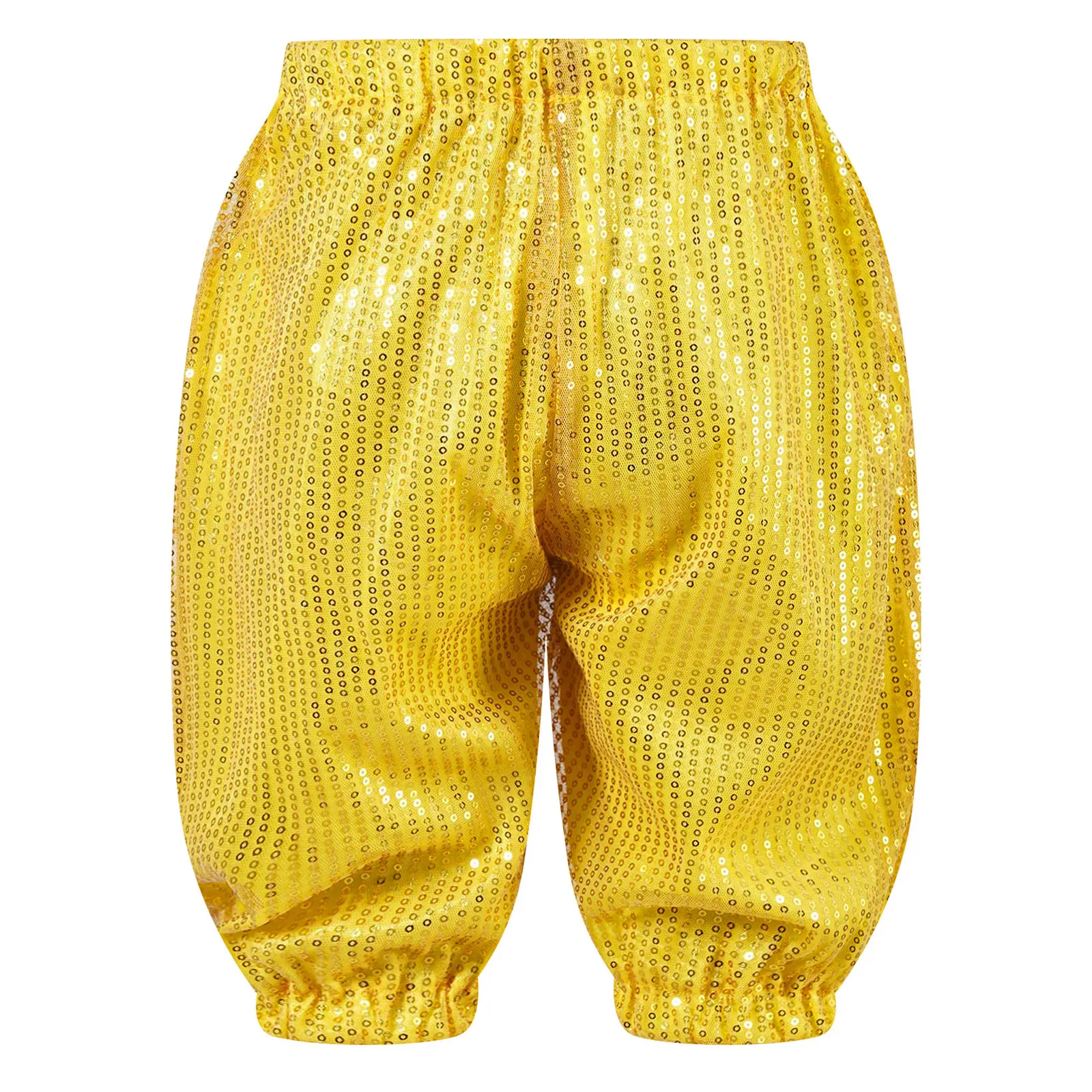 Kids Boys Girls Sequins Capri Dance Shorts Harem Pants Bloomers Modern Jazz Hiphop Disco Street Dance Stage Costume