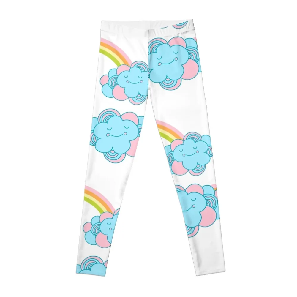 

Vector seamless pattern with the clouds and rainbow Leggings legging pants raises butt gym wear Womens Leggings