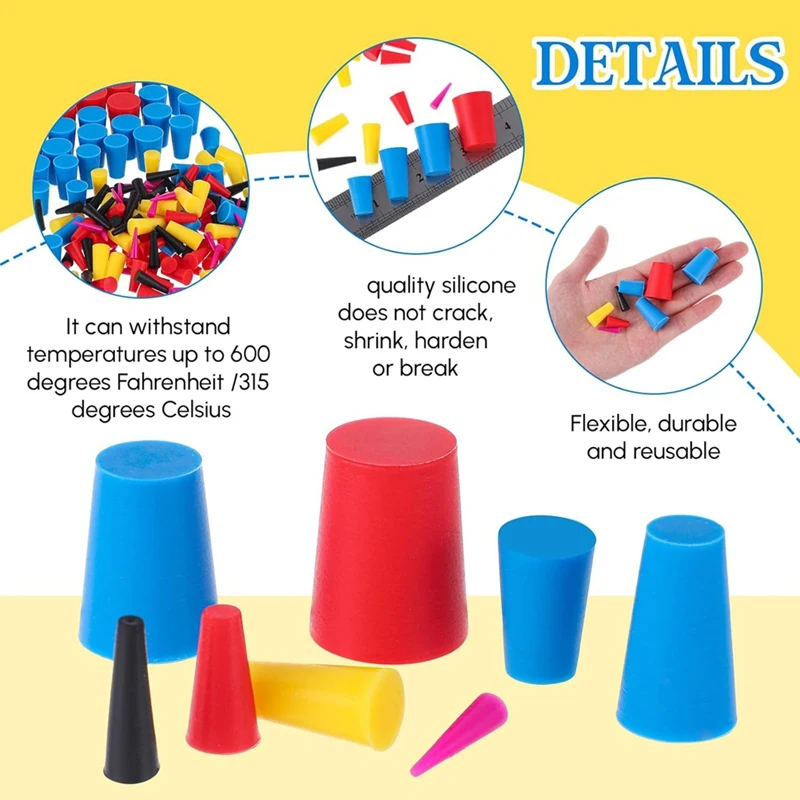 Kit de tapón cónico de silicona de 8 tamaños, 250 Uds., Kit de recubrimiento en polvo, tapón cónico de drenaje de aire acondicionado para recubrimiento en polvo