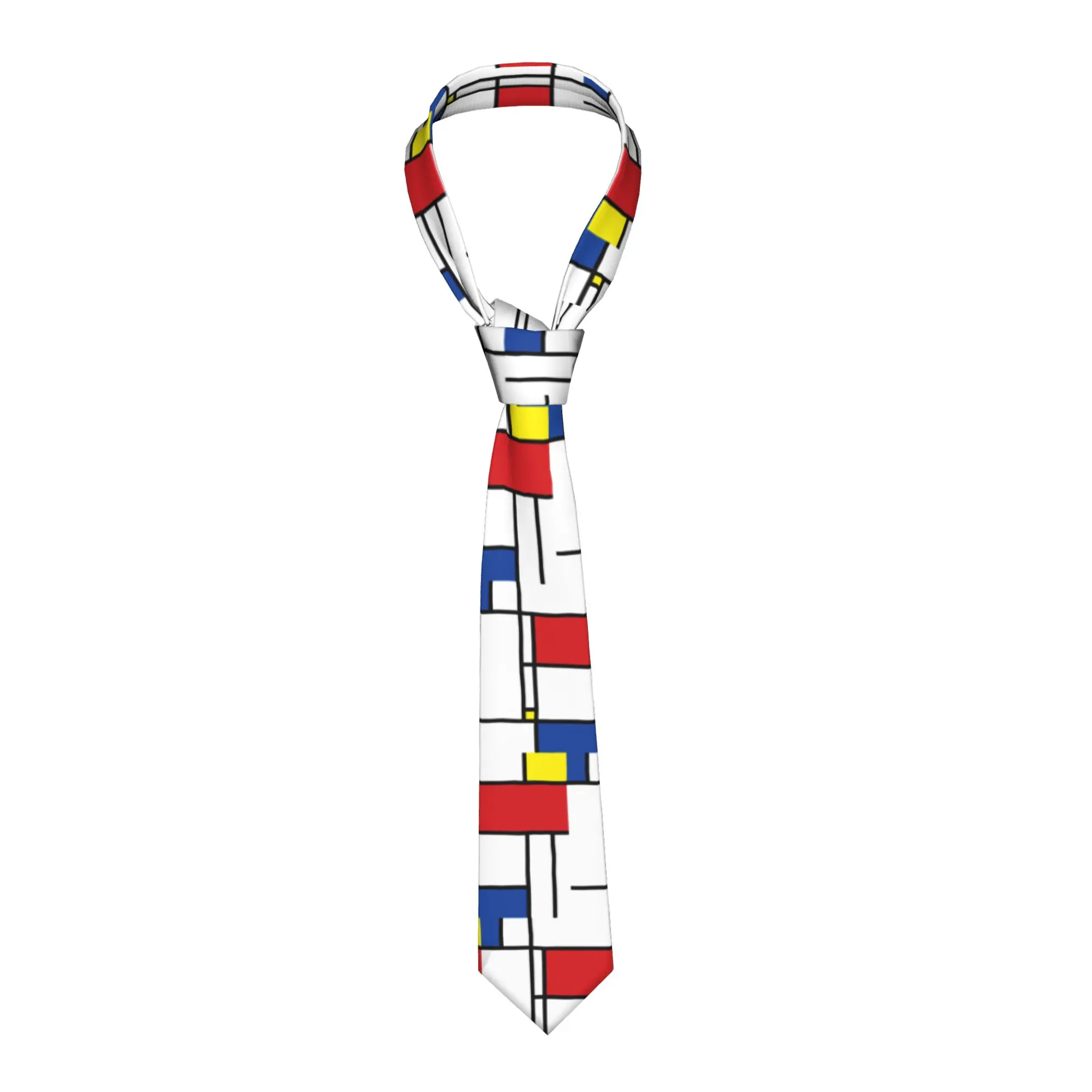 Classic Minimalist Modern Art Neck Tie for Wedding Men Piet Mondrian Minimalist Neckties