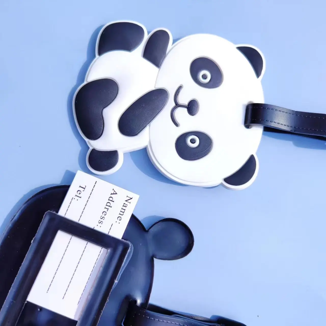 Panda Cartoon Instapkaart Koffer Cartoon Bagage Tags Ontwerp Id Identifier Label Adres Houder Reisaccessoires