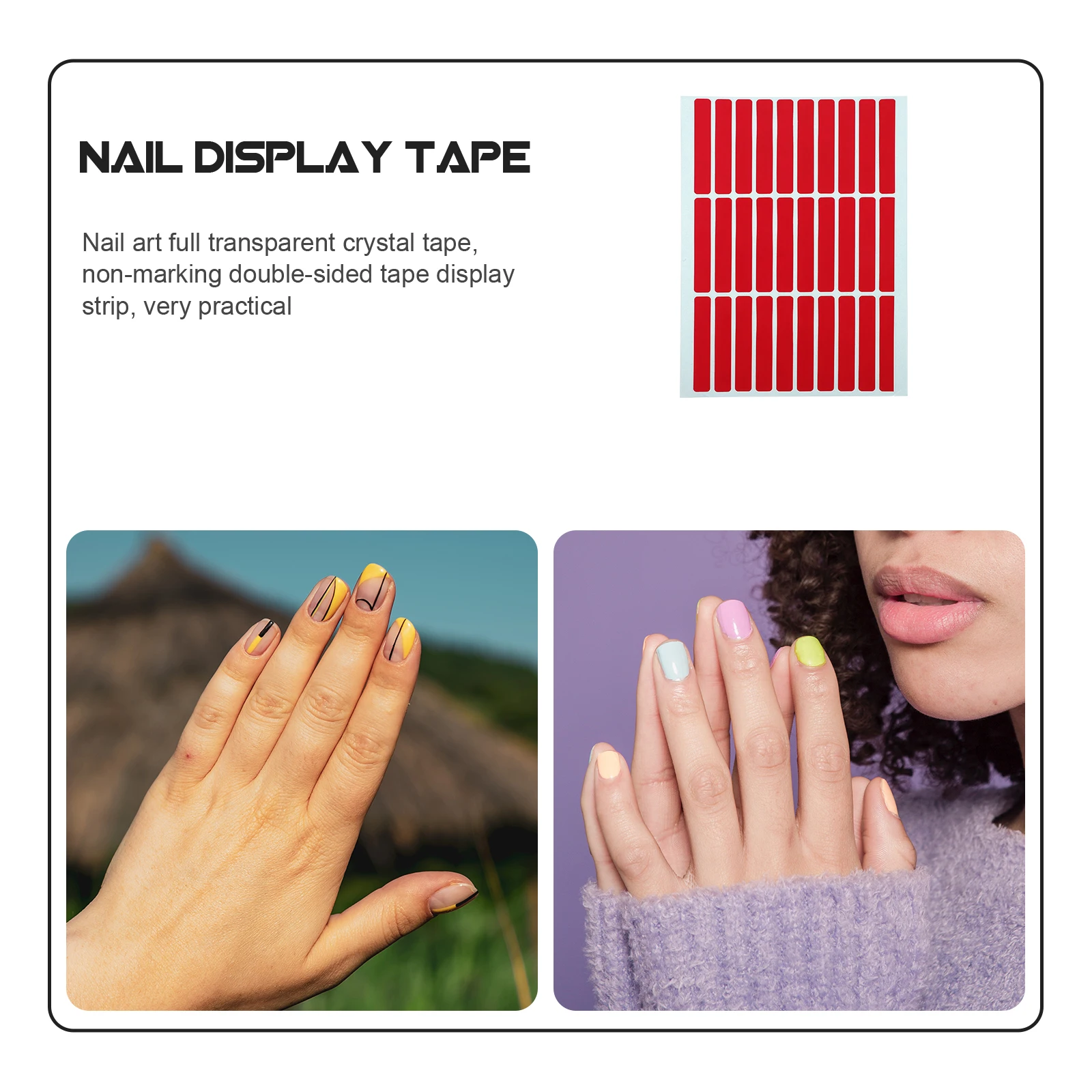 

5 set 5 Sets Nail Tape Double Sided Adhesive Tabs Crystal Clear Non Marking Display Sample Photo Plate Fake Nails Holder