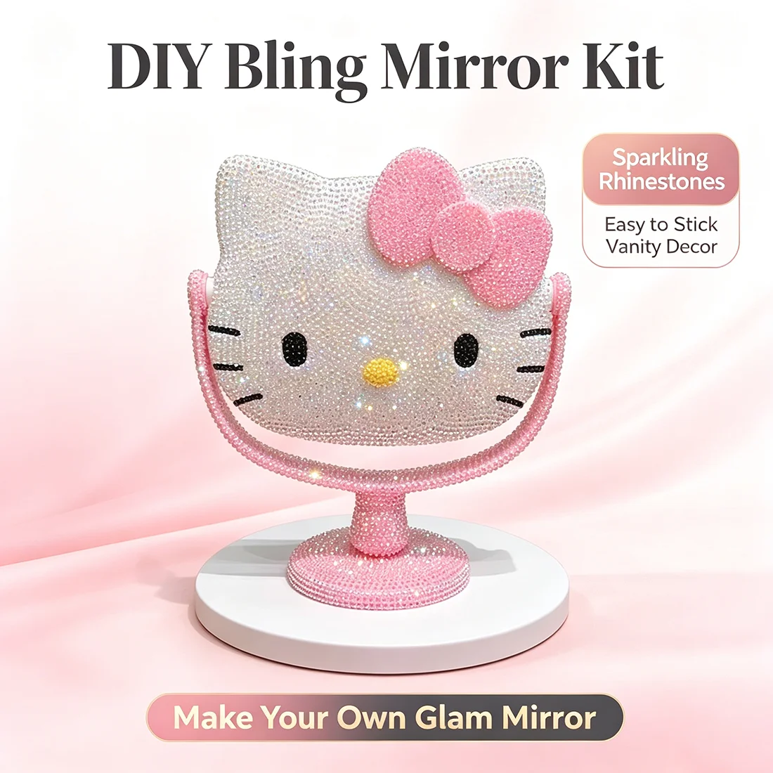 DIY Diamond Painting Kit with My Melody Hello Kitty Kuromi Cartoon Characters Built-in Makeup Mirror Home Decor Art Kit