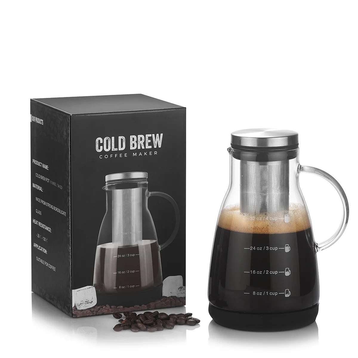 

900Ml Espresso Maker Cold Brew Iced Coffee Maker Dual Use Filter Coffee&tea Pot Espresso Ice Drip Maker Glass Pots