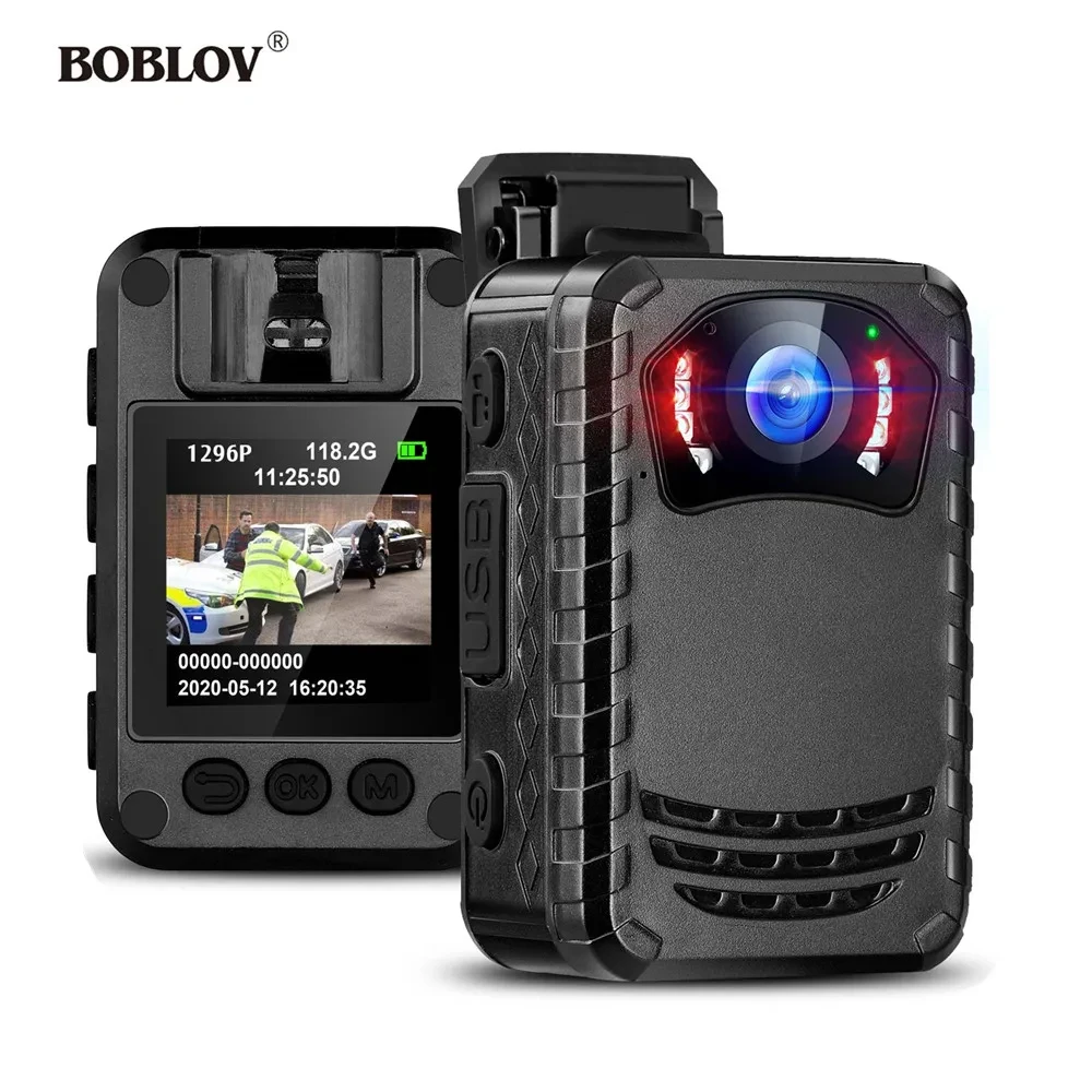 BOBLOV N9 Mini Body Camera Full HD 1296P Body Mounted Camera Small Portable Night Vision Police Body Cam 128GB/258GB Mini Camera