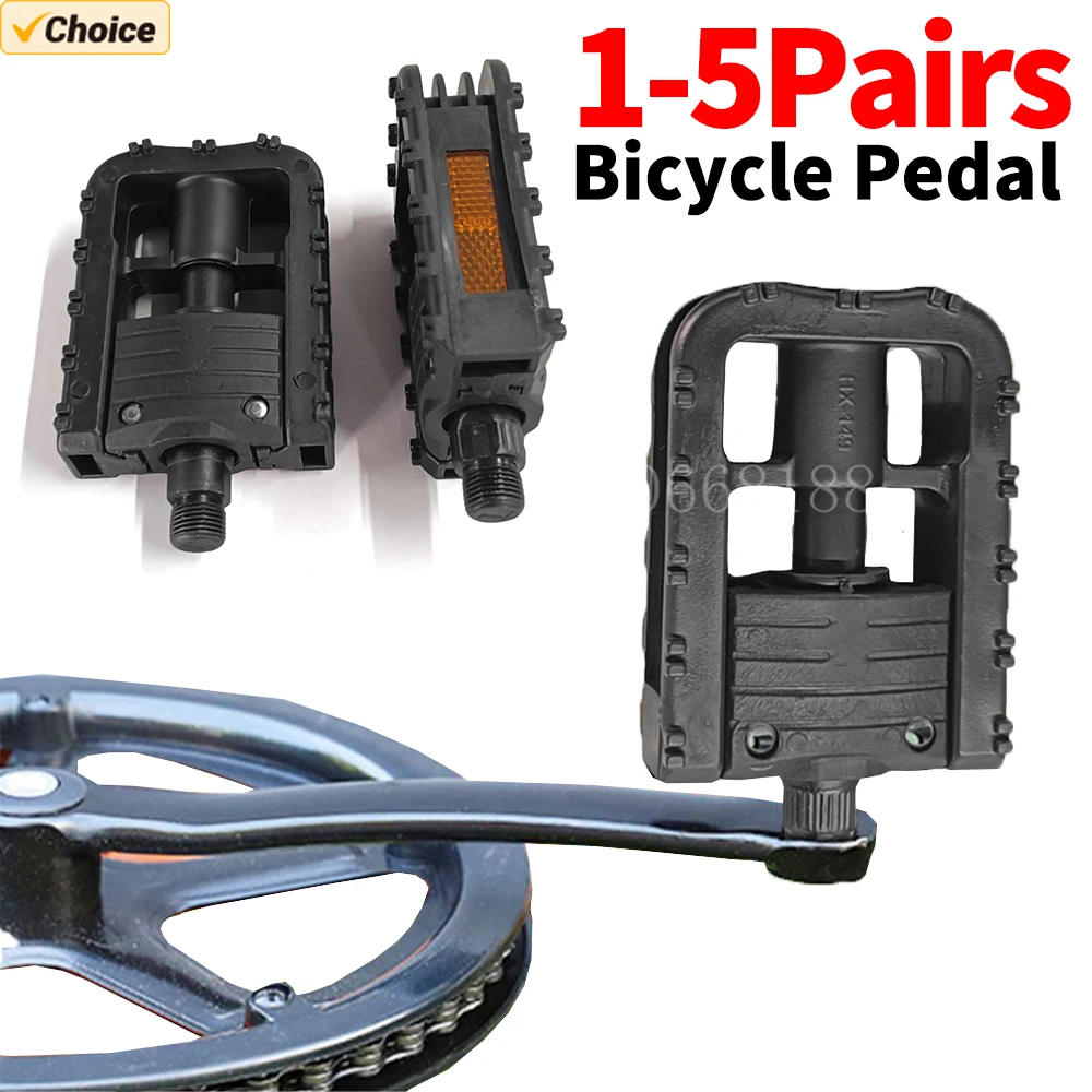 

1-5Pairs Bicycle Platform Pedals Mountain Bike Pedals with Safety Reflector Non-slip Bicycle Pedal Footboard Universal