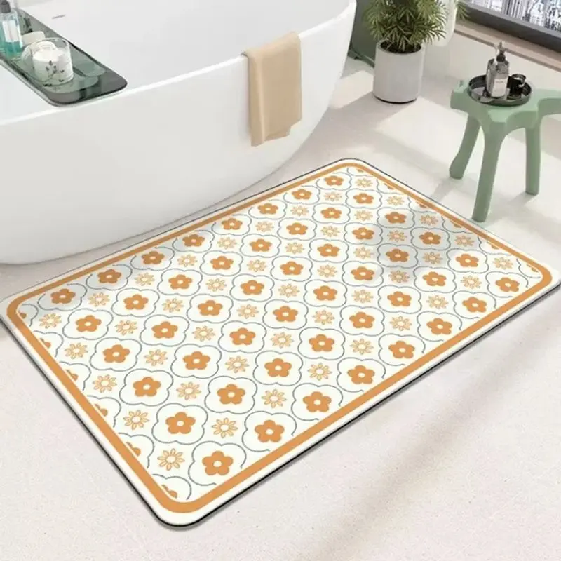 VIKAMA Entrance Door Mat With Geometric Design, Easy To Clean, Suitable For Bathroom, Water-Absorbing Rug Home Decor Accessory
