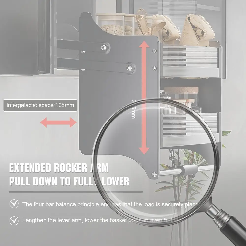 

Double Layer Pull-Down Elevator Pull Down Cabinet Organizer Shelf Organizer Upper Kitchen Wall Cabinet Storage Organizer