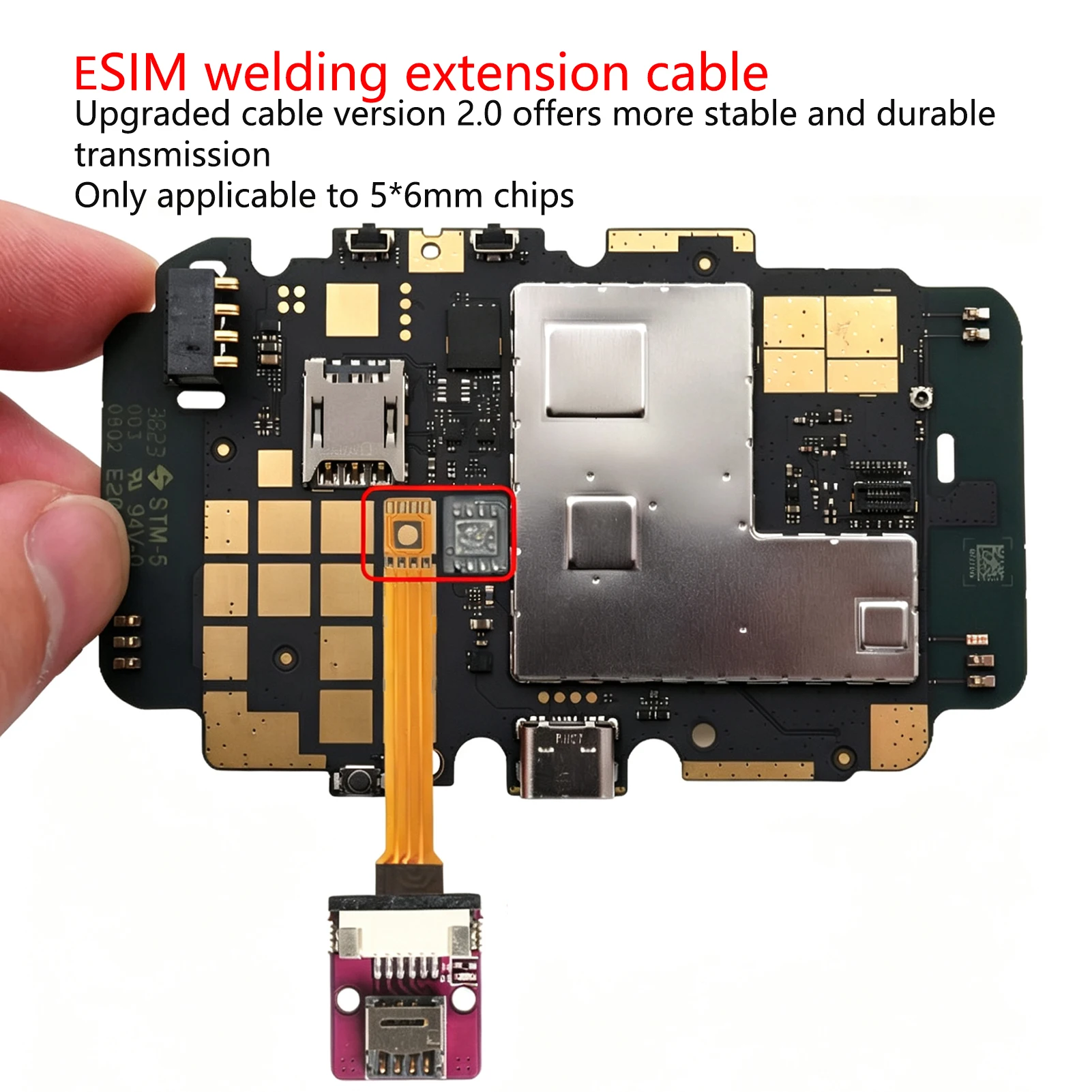 5-6mmチップ用esimはんだ付け延長ケーブル、ミニsimカードアダプタープレート、ラボテスト済みesimフレックスケーブルアダプター