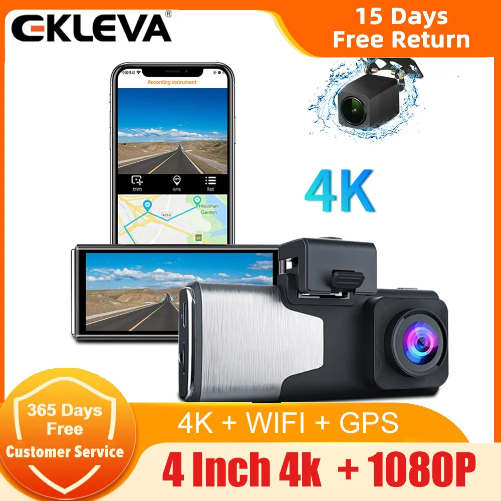 EKLEVA Car DVR WiFi GPS 4K Dash Cam Taking Photos Car Camera Ultra HD 2160p Video Recorder Registrar