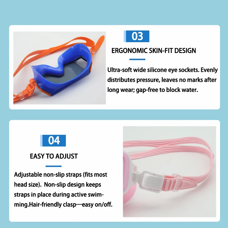 Tri-Window breed zicht zwembril voor volwassenen - groot frame, anticondens, UV-bescherming, lekvrij siliconenglas voor training