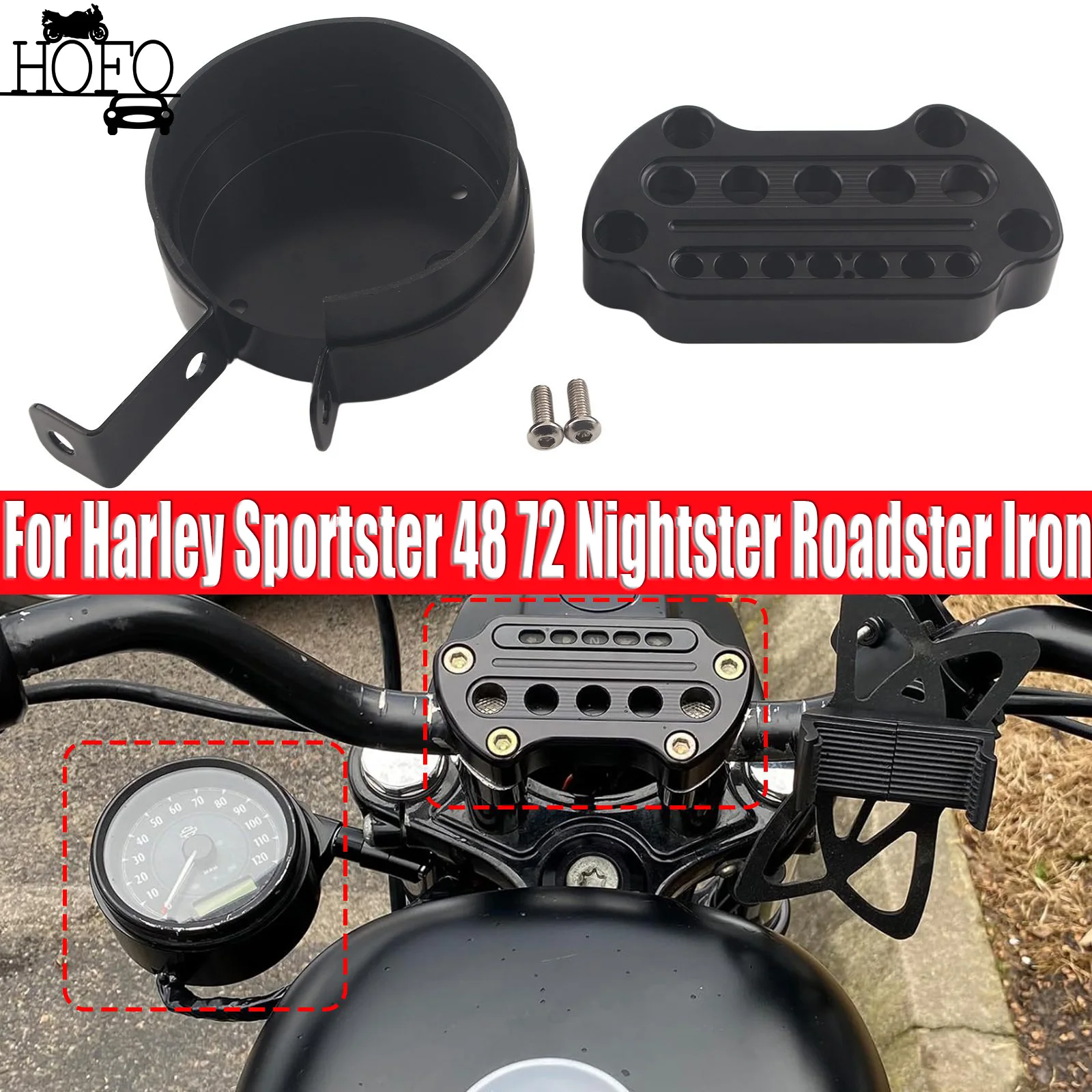 

Motorcycle Indicator Light Handlebar Top Bar Riser Clamp Mount look-Speedometer Side Mount Relocation Bracket For Harley