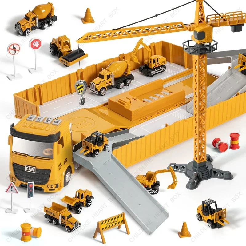 

Engineering Vehicle Set Parking Lot Car Toys for Children Music&Light Construction Kid Tractor Alloy Truck Excavator