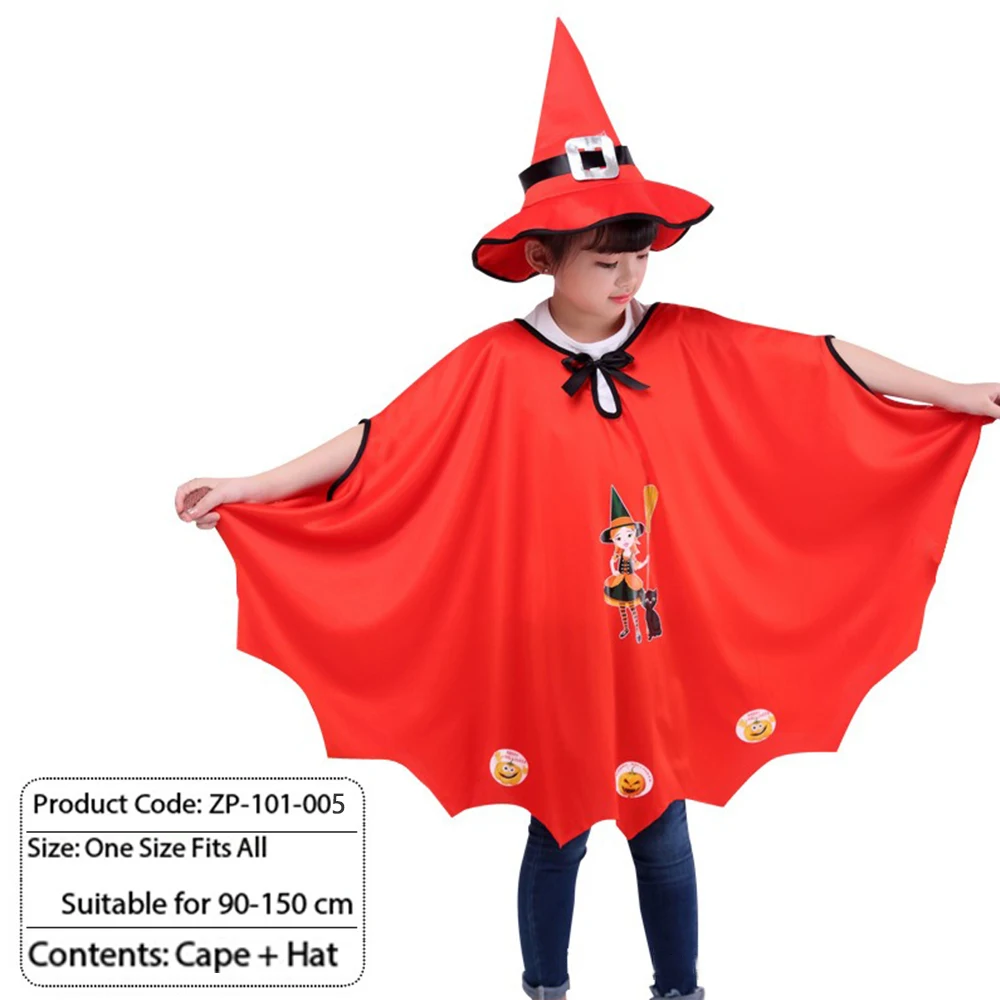 Halloween Cloth Children's Cape Cat Outfit Witch Cloak Hat Photo Props Cosplay Costume Halloween Children Clothes Kid Gifts