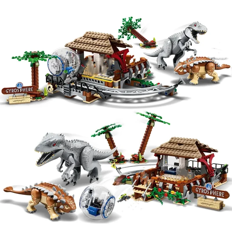 Dinosaur Movie Series Building Blocks Set compatibili Indominus Rex vs. Ankylosaurus Giocattoli del mondo per bambini Assemblaggio di regali75941