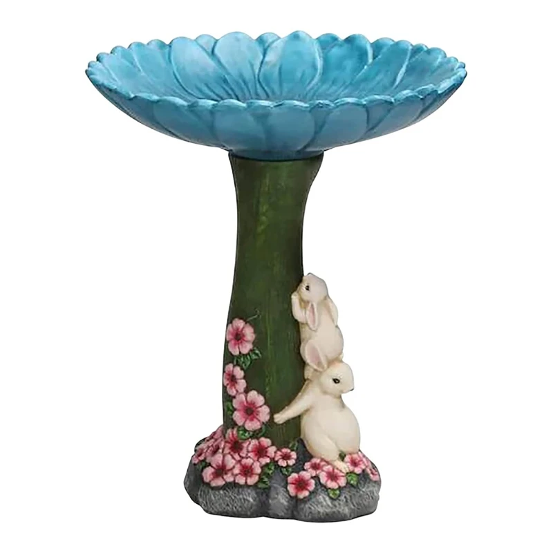 

Bunny Bird Bath Bird Feeder Resin Garden Statue Sculpture Birdfeeder Ornament