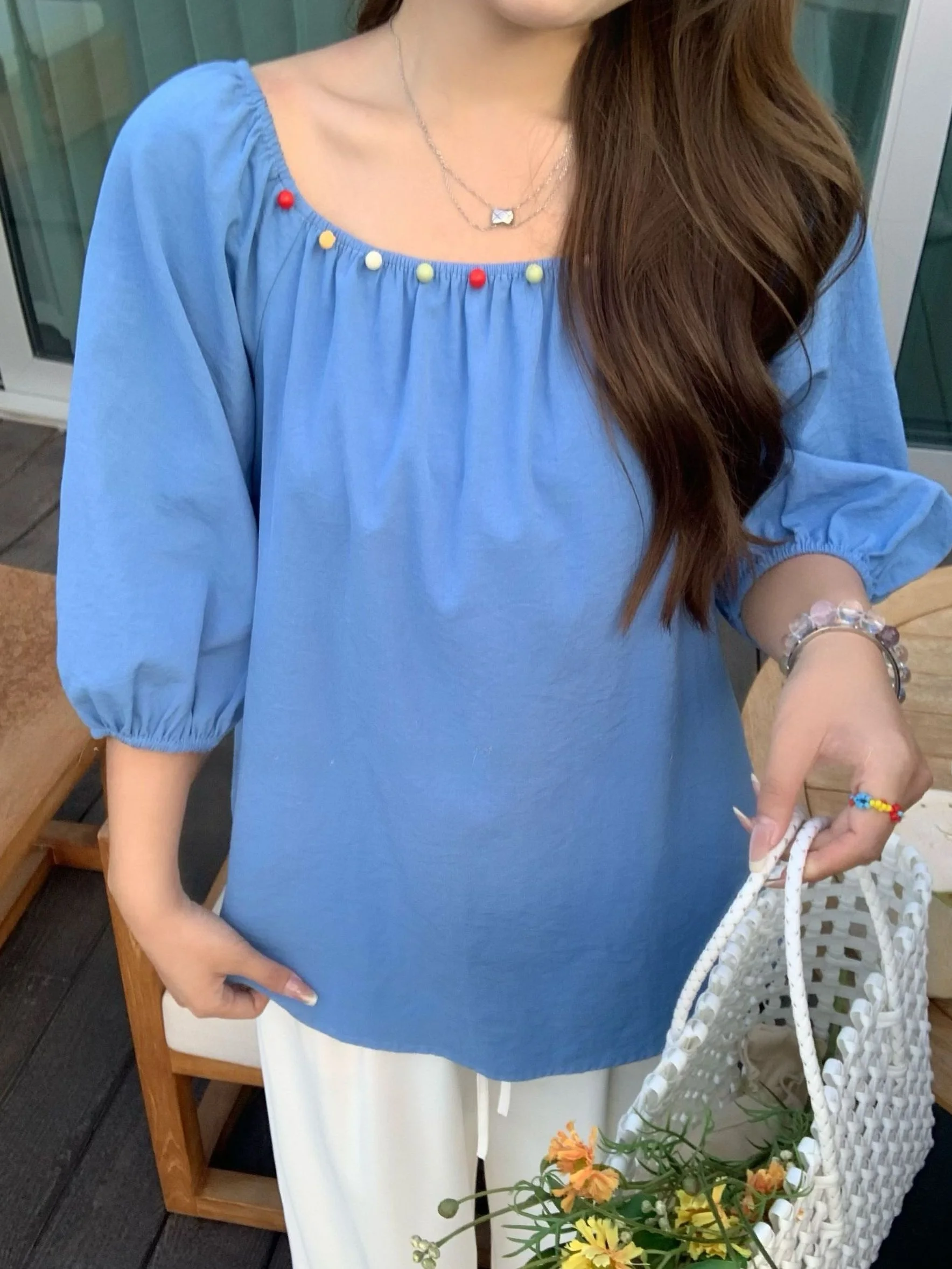 

Женская рубашка больших размеров с квадратным воротником и коротким рукавом в корейском стиле, повседневная, свободного кроя, летняя, новинка, элегантная блузка